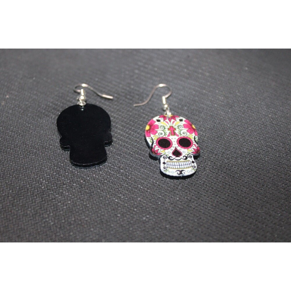 gothic fantasy boho skeleton earrings 2" fish hook (style #J848) - Picture 2 of 2